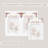 Autumn Leaves Bridal Shower Game Word Scramble Printable