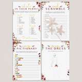 Burgundy Floral BridalShower Game Bundle Printable by LittleSizzle