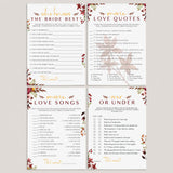 Fall In Love Bridal Shower Games Package Printable by LittleSizzle
