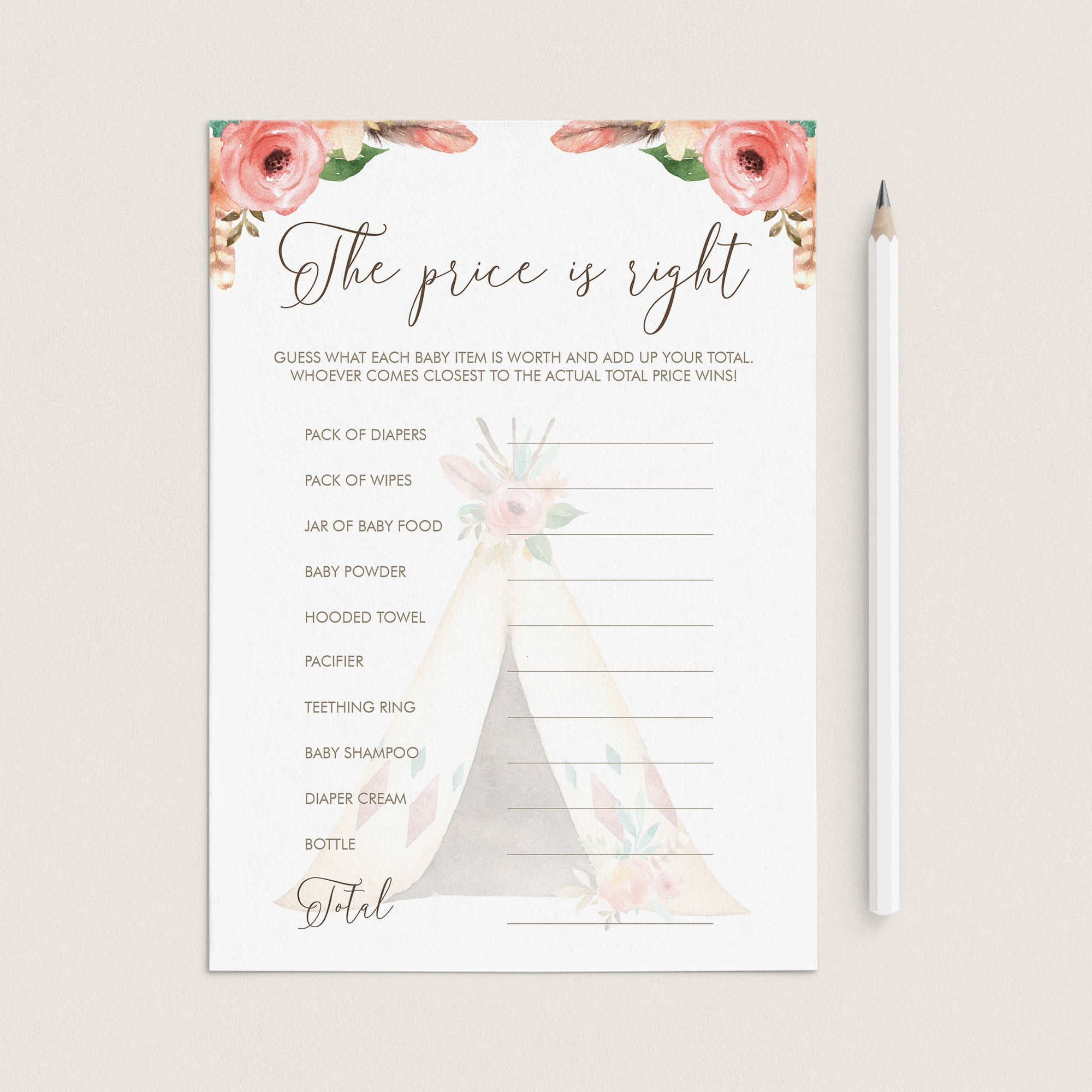 Tribal BabyShower The Price is Right Printable by LittleSizzle