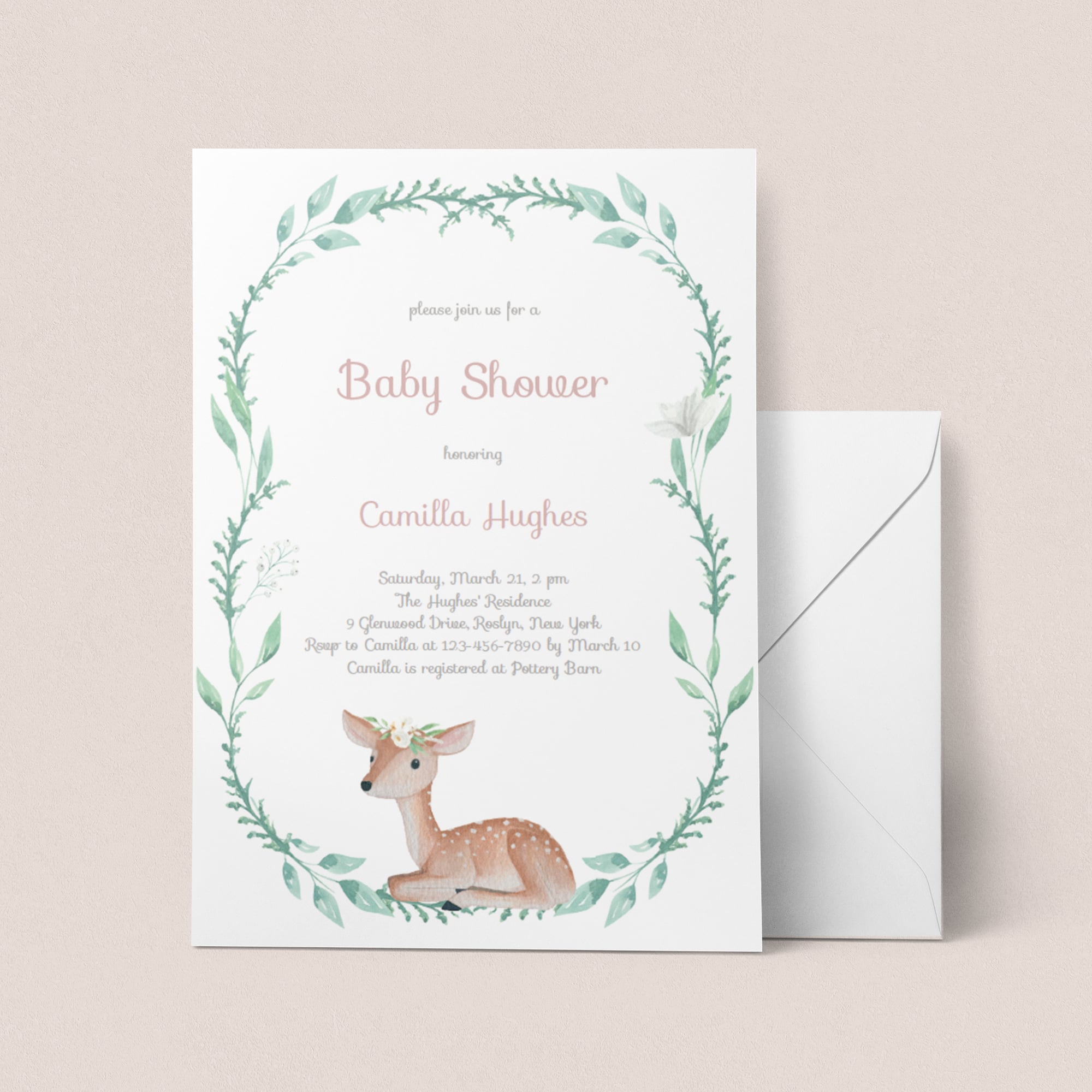 Baby Deer baby shower invitation template by LittleSizzle