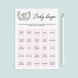 Pink elephant shower baby bingo cards by LittleSizzle