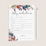 Boho Shower New Baby Predictions Game Printable
