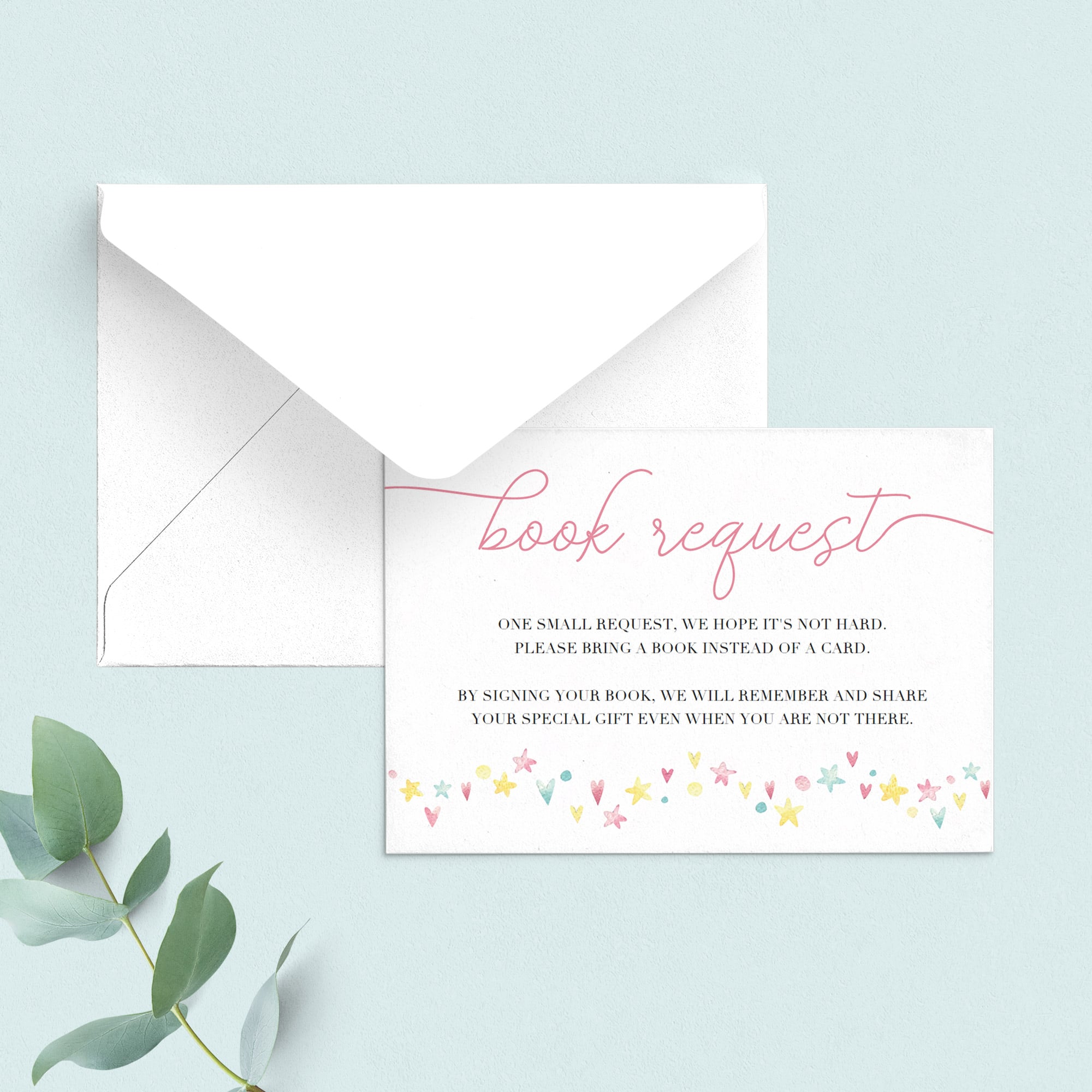 Pink baby shower book request card printable by LittleSizzle