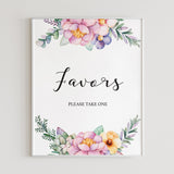 Printable floral shower favors please take one sign by LittleSizzle