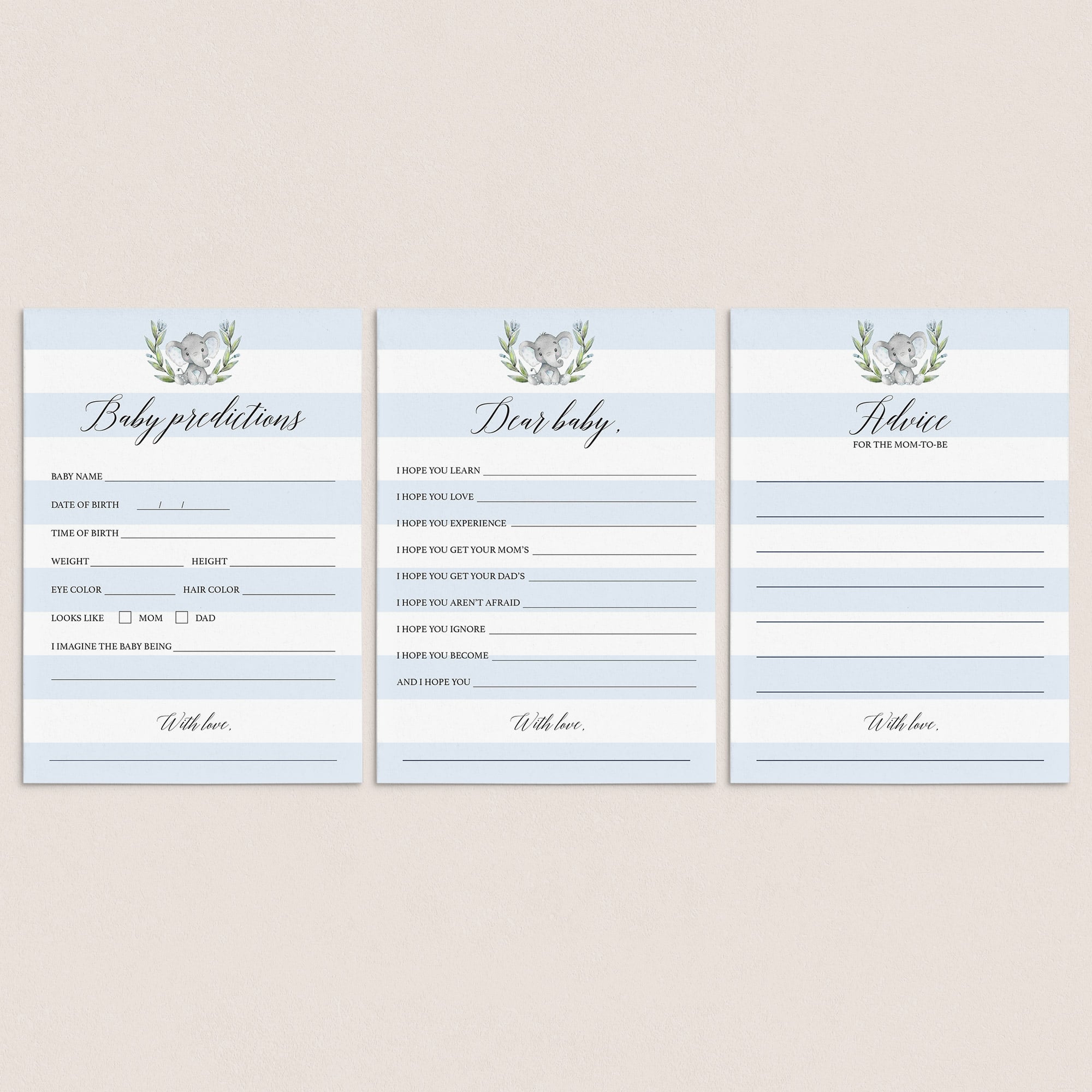 Elephant baby shower printable games by LittleSizzle