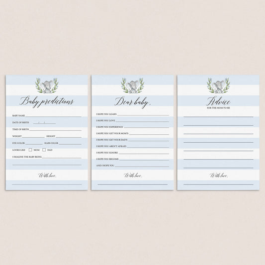 Elephant baby shower printable games by LittleSizzle