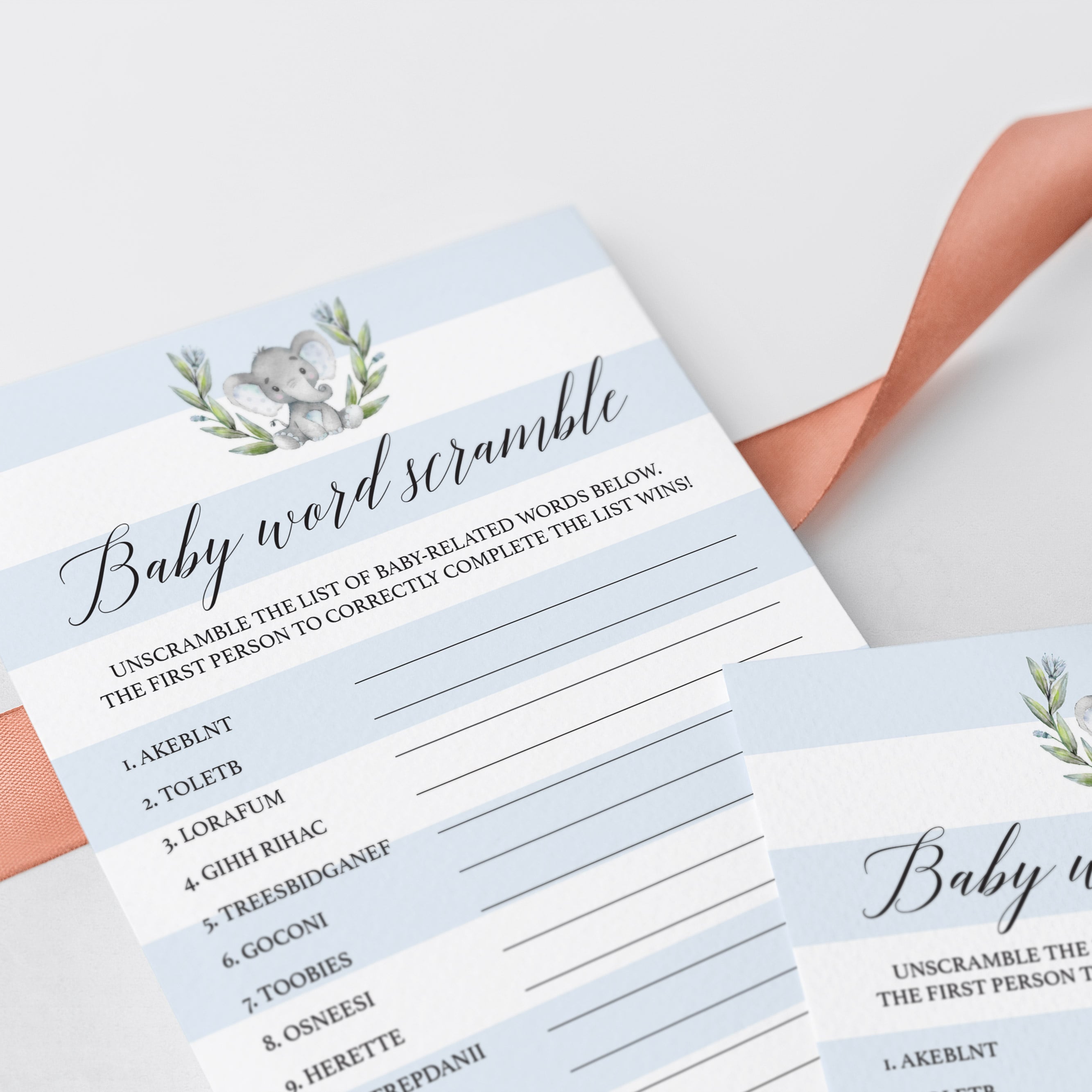 Baby word scramble and answers printable for boy baby showers by LittleSizzle