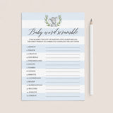 Baby Word Scramble game for elephant baby shower by LittleSizzle
