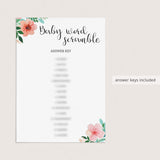 Baby Shower Games Printable Word Scramble