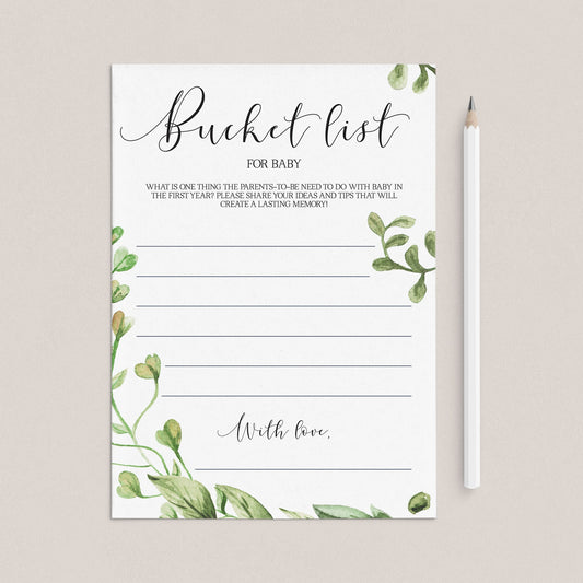 Greenery baby shower keepsakes printable by LittleSizzle