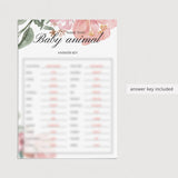 Name The Baby Animal Game for Baby Shower Blush and Green