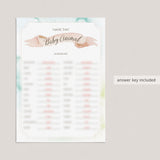 Animal matching game for baby shower with watercolor background by LittleSizzle