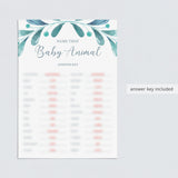 Leaf Baby Shower Games Name The Baby Animal Instant Download