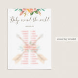 Tribal Baby Shower Games Baby Around The World Printable