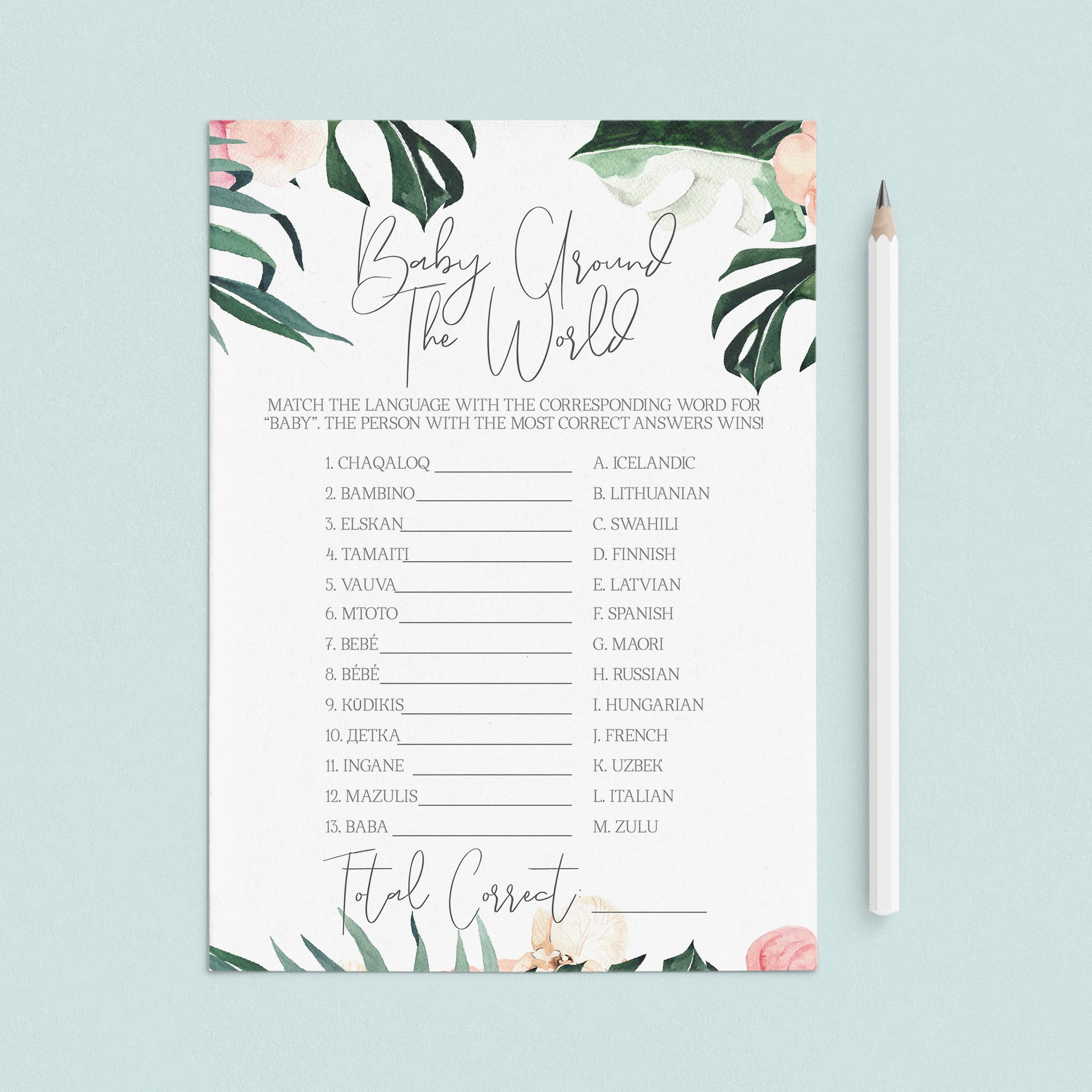 Tropical Baby Shower Game Baby Around The World by LittleSizzle