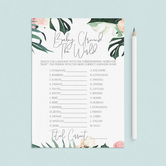 Tropical Baby Shower Game Baby Around The World by LittleSizzle