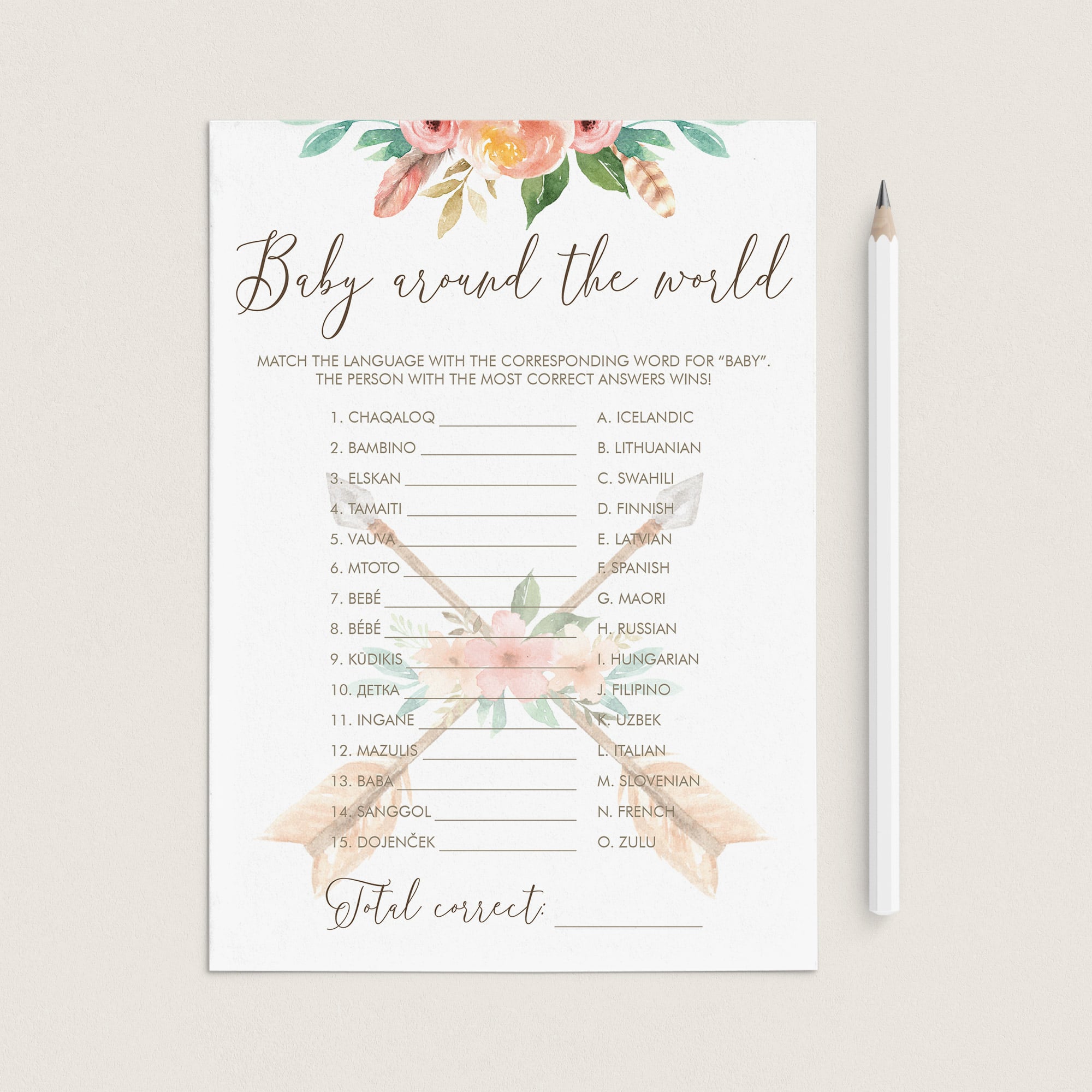 Tribal Baby Shower Games Baby Around The World Printable by LittleSizzle