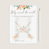 Tribal Baby Shower Games Baby Around The World Printable by LittleSizzle