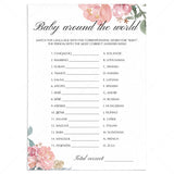 baby around the world baby shower game floral theme by LittleSizzle