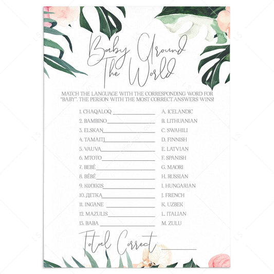 Tropical Baby Shower Game Baby Around The World by LittleSizzle
