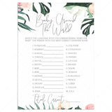 Tropical Baby Shower Game Baby Around The World by LittleSizzle