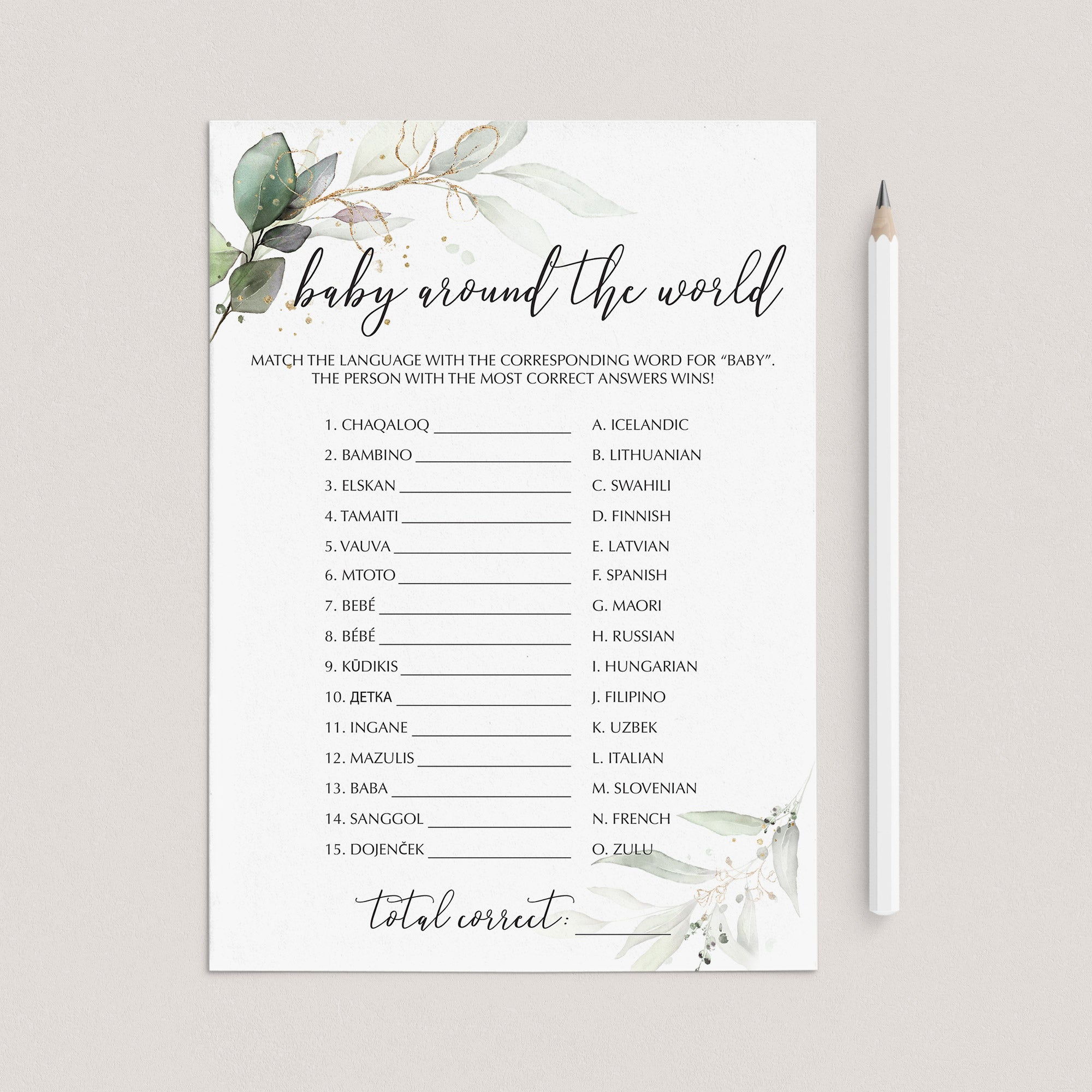 Elegant Baby Shower Game Baby Around The World Printable by LittleSizzle