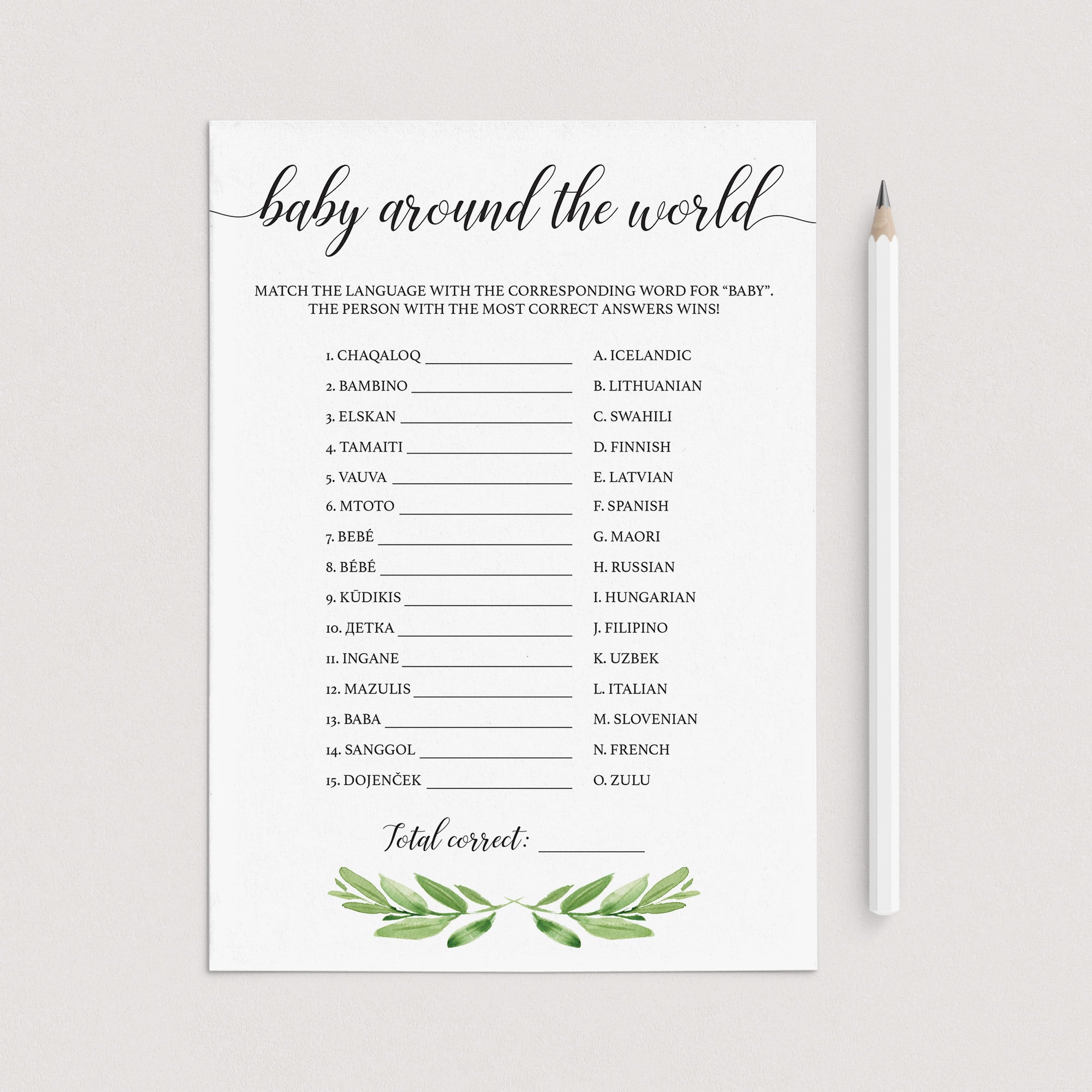 Gender neutral baby shower games baby around the world by LittleSizzle