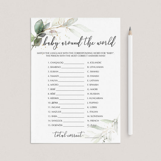 Elegant Baby Shower Game Baby Around The World Printable by LittleSizzle
