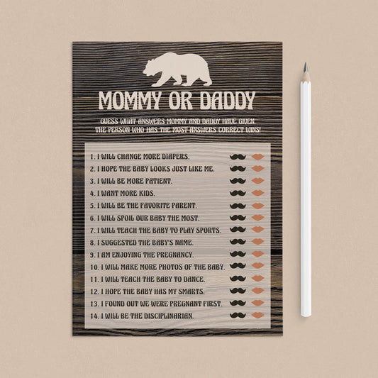 Forest baby shower guessing game guess who mommy or daddy by LittleSizzle