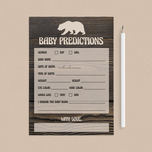 Printable baby predictions for boy shower by LittleSizzle
