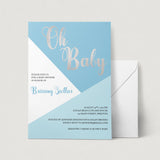 Silver and blue baby shower invitation template for boy by LittleSizzle