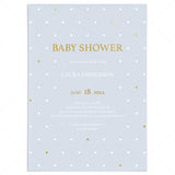 Baby Boy Shower Invitation Template with Gold Hearts by LittleSizzle