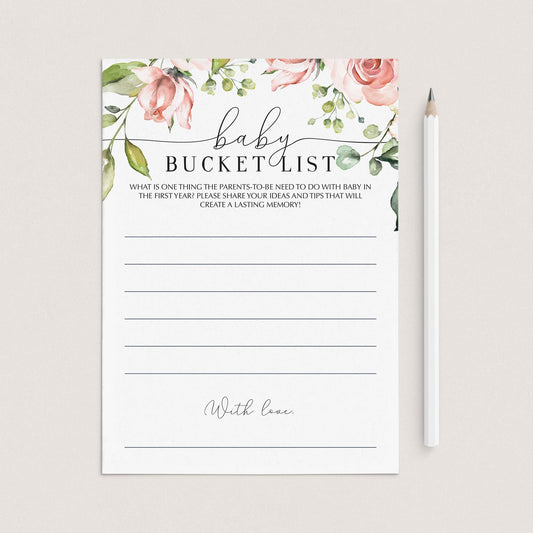 Bucket List for the First Year Baby Shower Game Cards by LittleSizzle