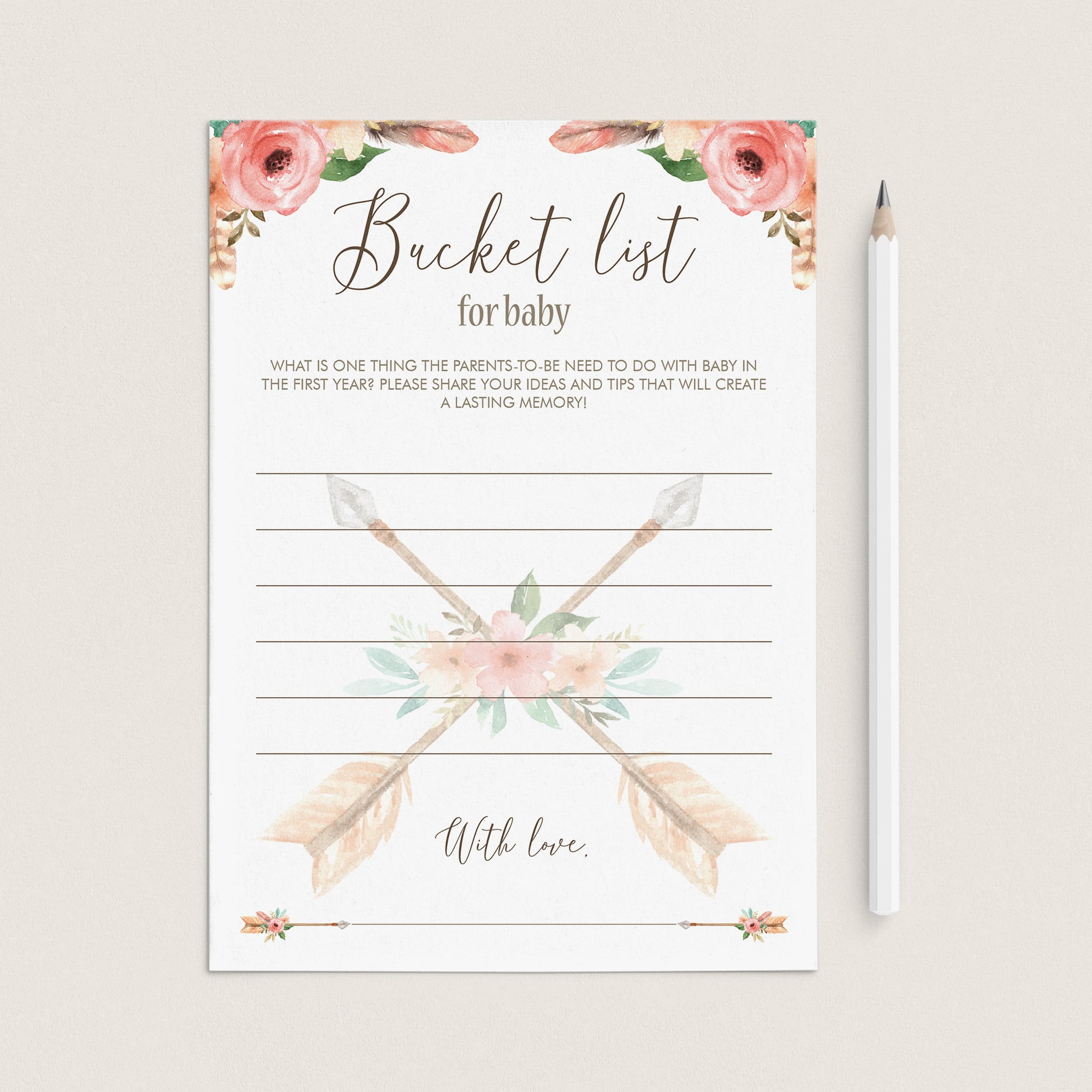 Tribal Baby Shower Bucket List Keepsake Cards by LittleSizzle