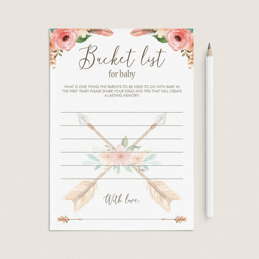 Tribal Baby Shower Bucket List Keepsake Cards by LittleSizzle