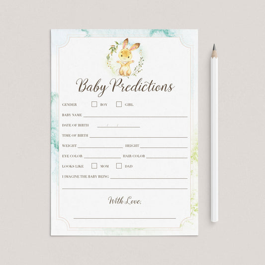 Forest animal baby shower prediction card printable by LittleSizzle