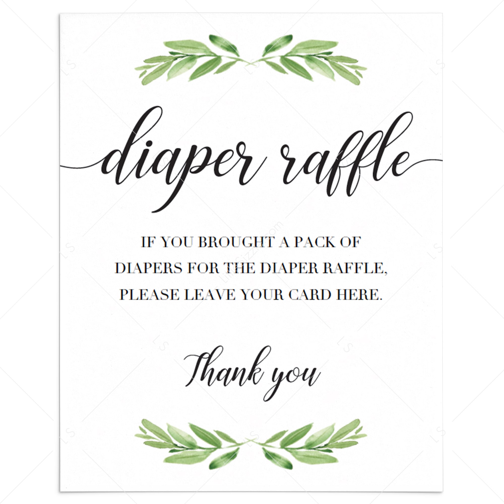 Printable Greenery Diaper Raffle Sign For Gender Neutral Baby Shower LittleSizzle Printable Greenery Diaper Raffle Sign For Gender Neutral Baby Shower LittleSizzle