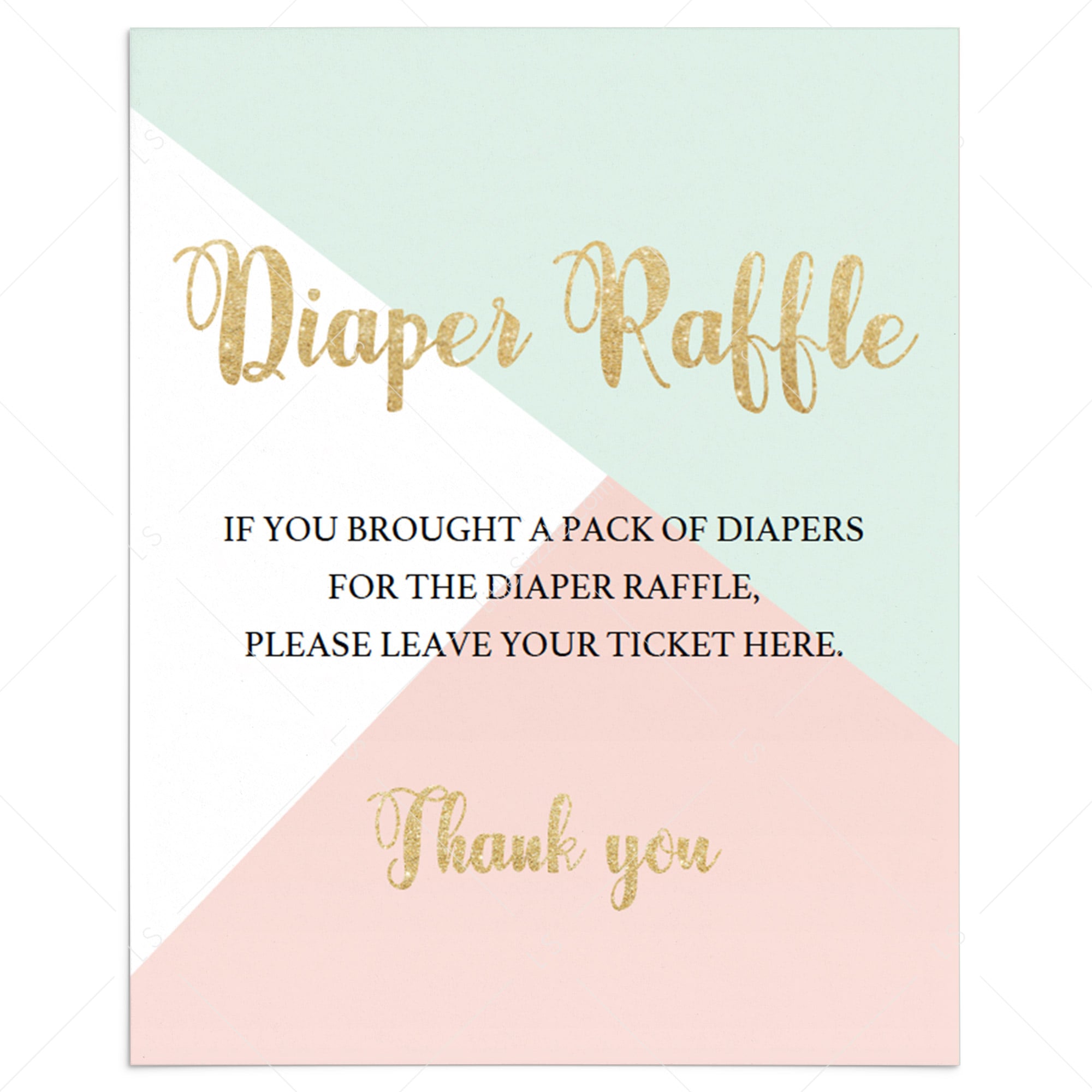 Pastel shower diaper raffle sign template by LittleSizzle