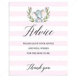 Pink and white baby shower advice sign printable by LittleSizzle