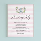 Dont say baby baby shower game instructions sign printable by LittleSizzle