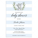 Blue Elephant baby shower invitation template download by LittleSizzle