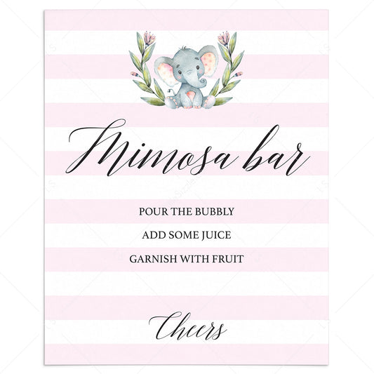 Pink white mimosa bar sign printable by LittleSizzle