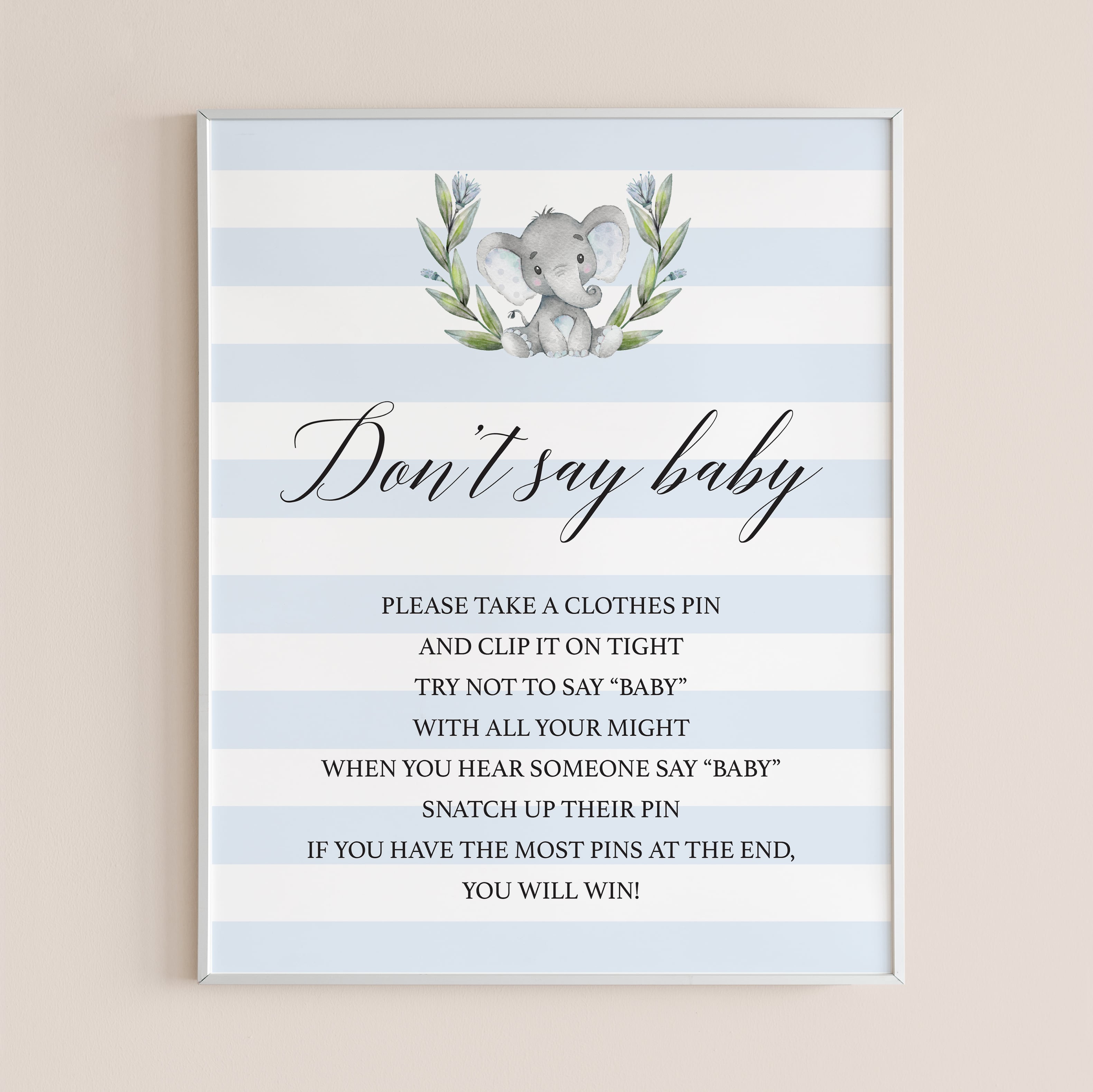 Don't say baby instant download baby shower game for boy by LittleSizzle