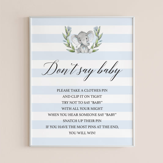 Don't say baby instant download baby shower game for boy by LittleSizzle