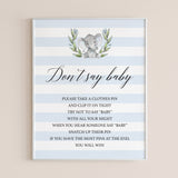 Don't say baby instant download baby shower game for boy by LittleSizzle