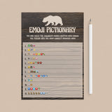 Rustic wood baby shower game emoji pictionary download by LittleSizzle