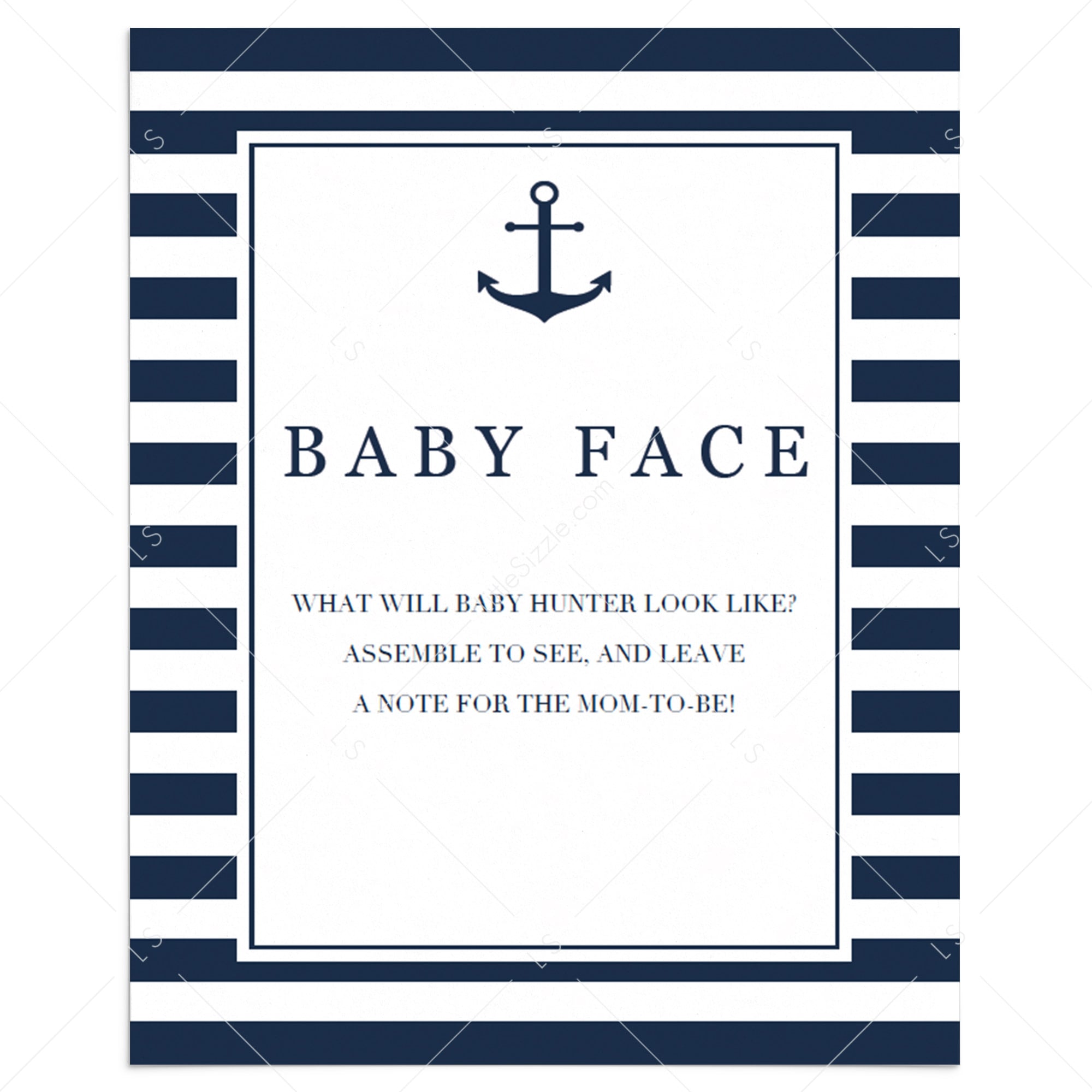 Boy baby shower baby face game printable by LittleSizzle