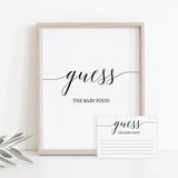 Simple Baby Shower Guessing Games Signs and Cards