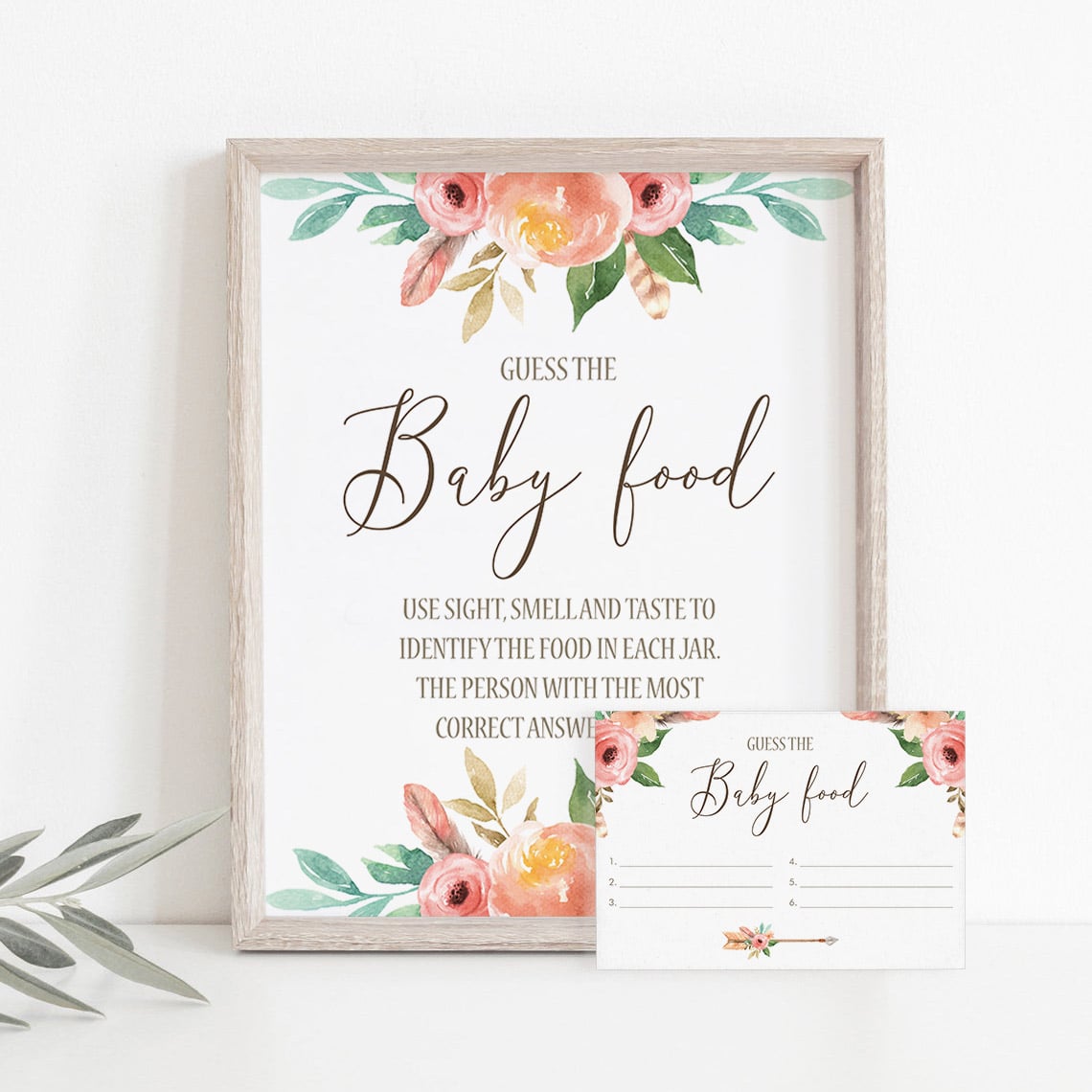 Floral Baby Shower Guess the Baby Food Game Printable by LittleSizzle